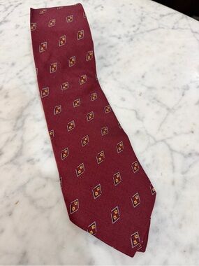 Joseph Abboud Maroon Silk Tie with Small Geometric Motif